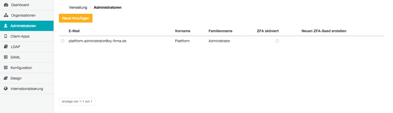 Seite Administratoren