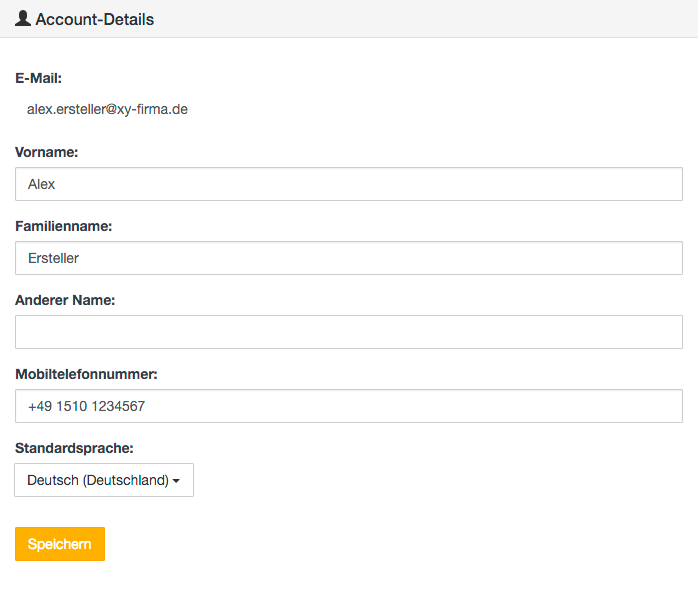 Bereich Account-Details
