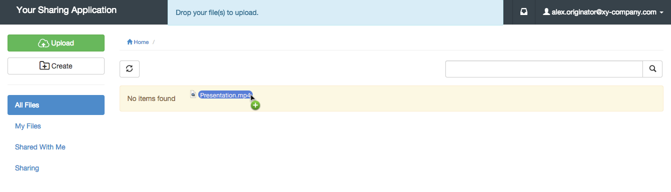 Dragging a file to upload