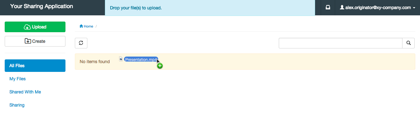 Dragging a file to upload