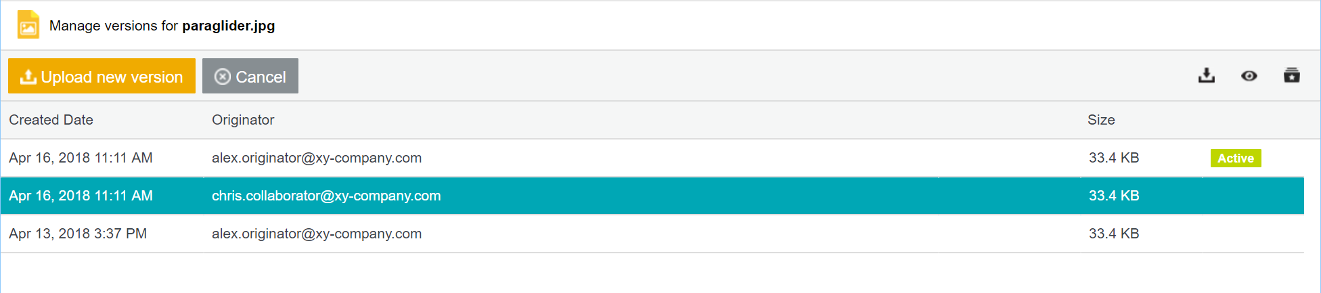 Versions Management page