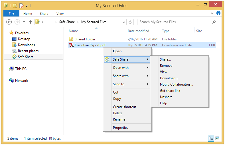 Viewing my own files using the pop-up menu