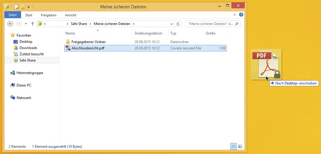 Download meiner eigenen Dateien auf das Desktop durch Drag&Drop