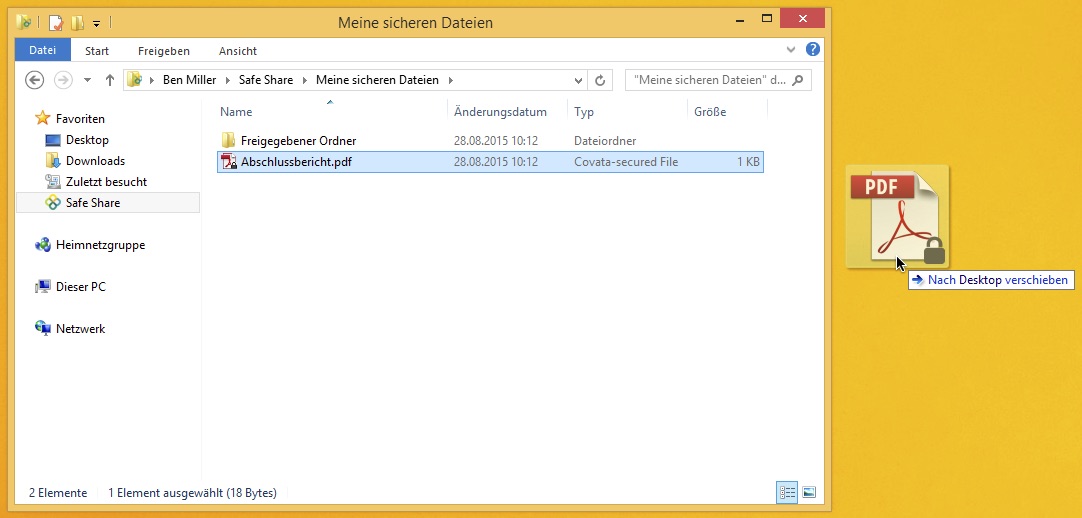 Entschlüsselung eigener Dateien auf dem Desktop durch Drag&Drop