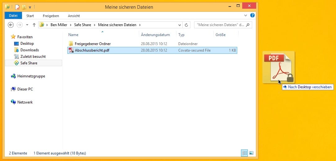 Entschlüsselung eigener Dateien auf dem Desktop durch Drag&Drop