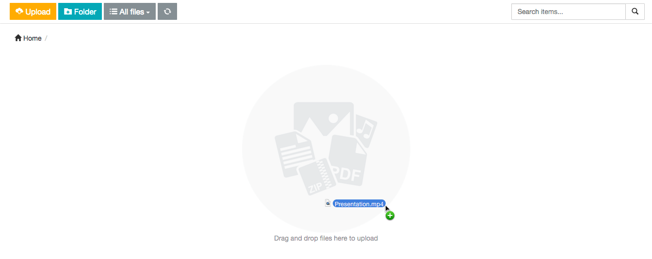 Dragging a file to upload