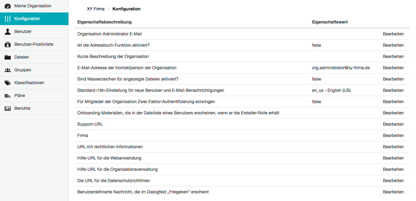 Seite Konfiguration/Eigenschaften