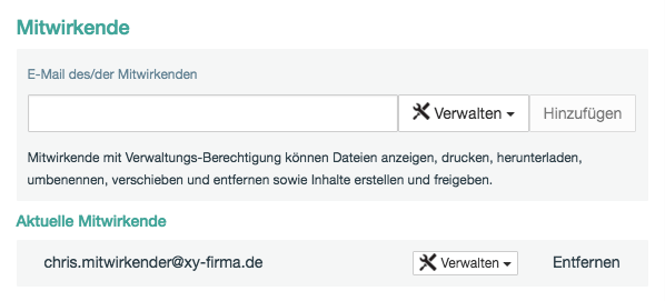 Hinzugefügter Mitwirkender