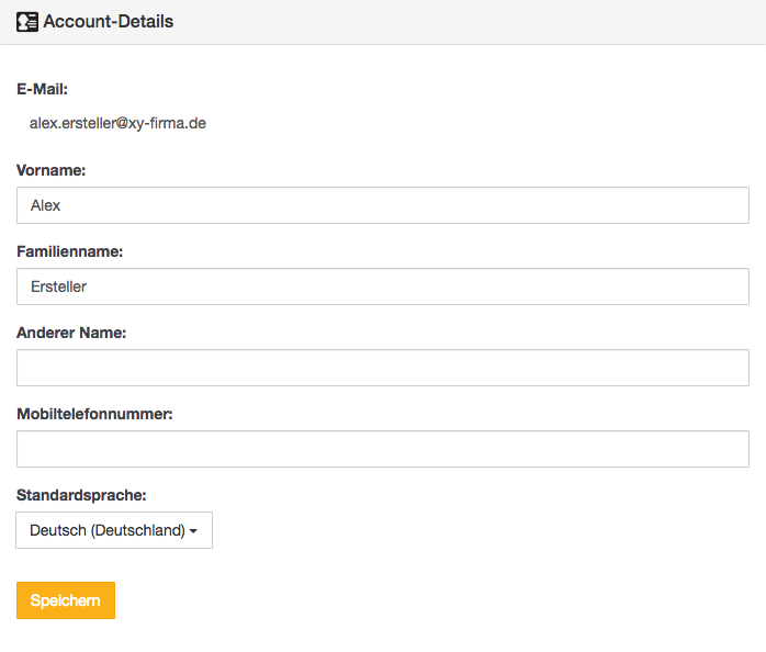 Bereich Account-Details