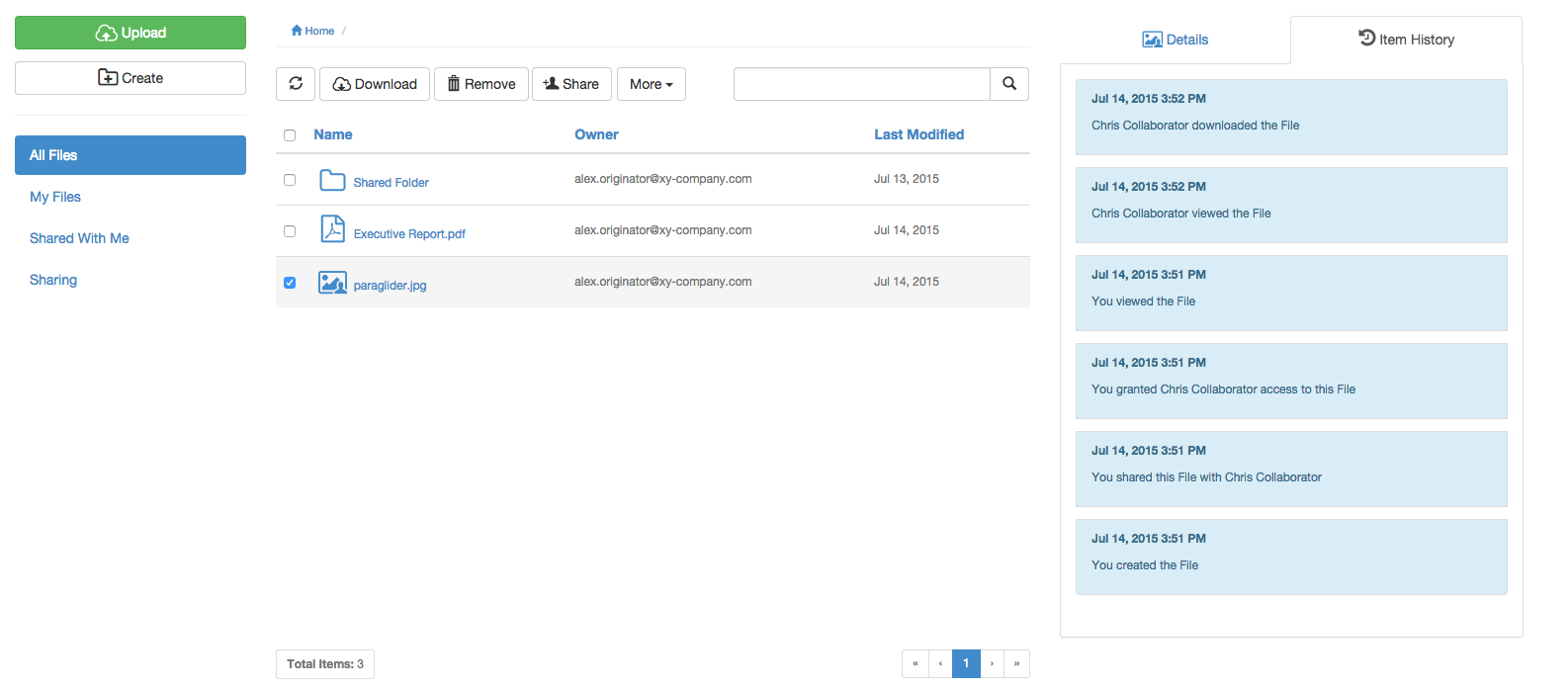 Activity feed as an owner