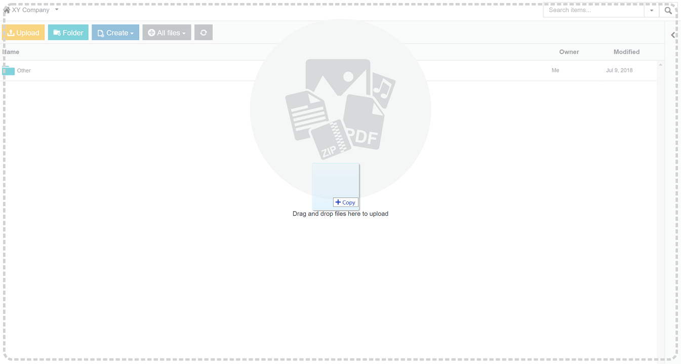 Dragging a file to upload