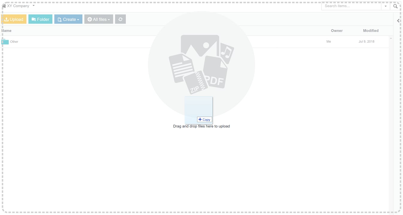 Dragging a file to upload