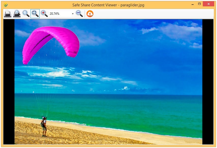 Safe Share for Windows' content viewer for image files