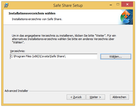 Setup-Assistent - Installationsverzeichnis