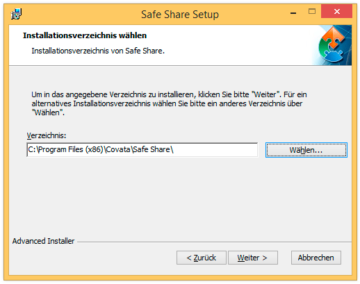 Setup-Assistent - Installationsverzeichnis