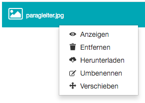 Rechtsklick auf Datei als Mitwirkender mit Änderungs-Berechtigung - Kontextmenü