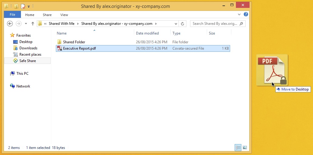 Decrypting a shared file to desktop by drag and drop