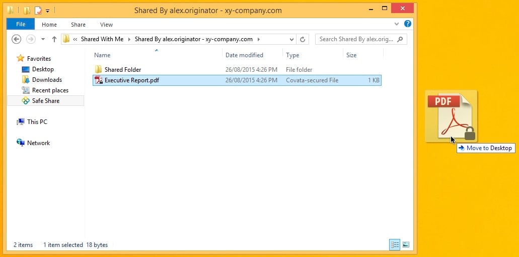 Downloading a shared file to desktop by drag and drop
