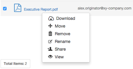 Right-clicking a file as an owner - context menu