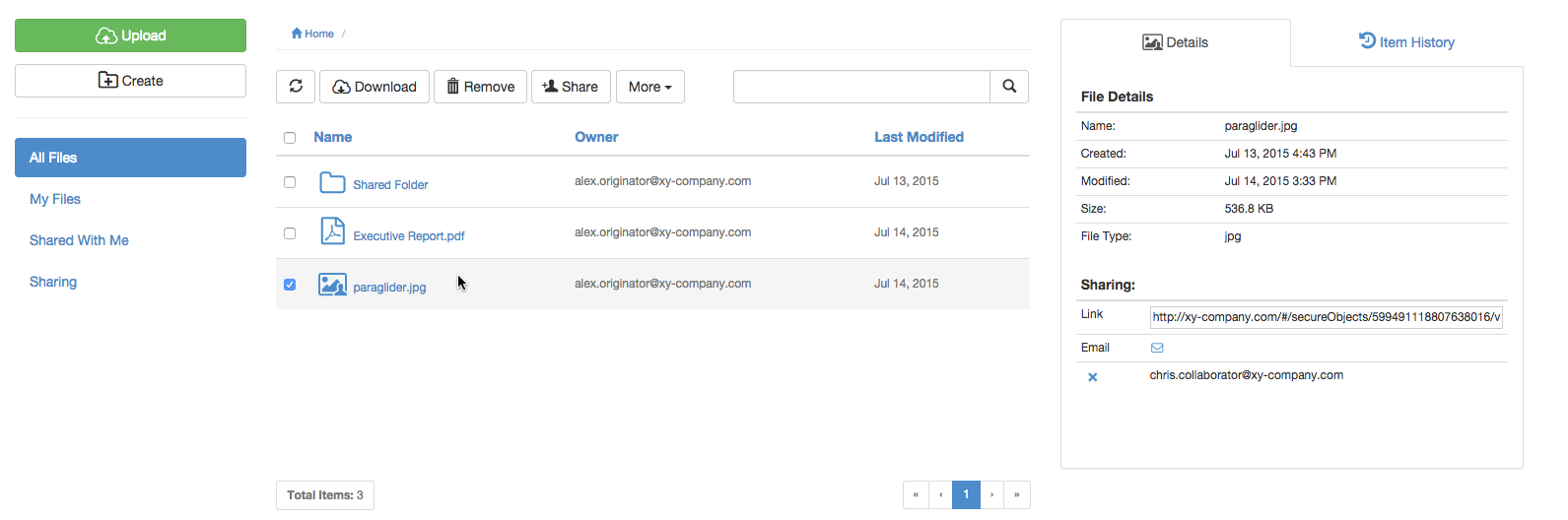 Highlighting a shared item as an owner