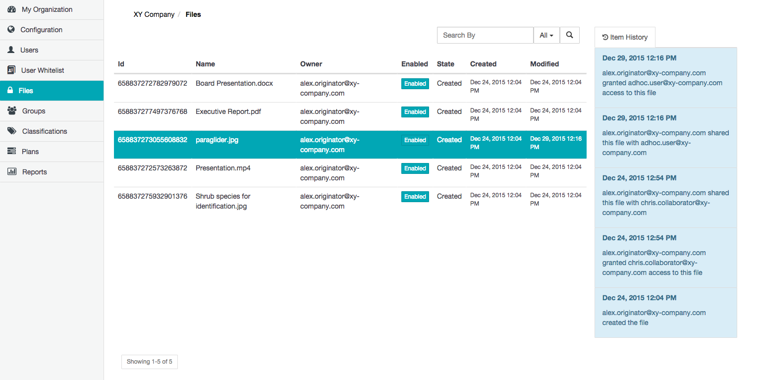 Files page