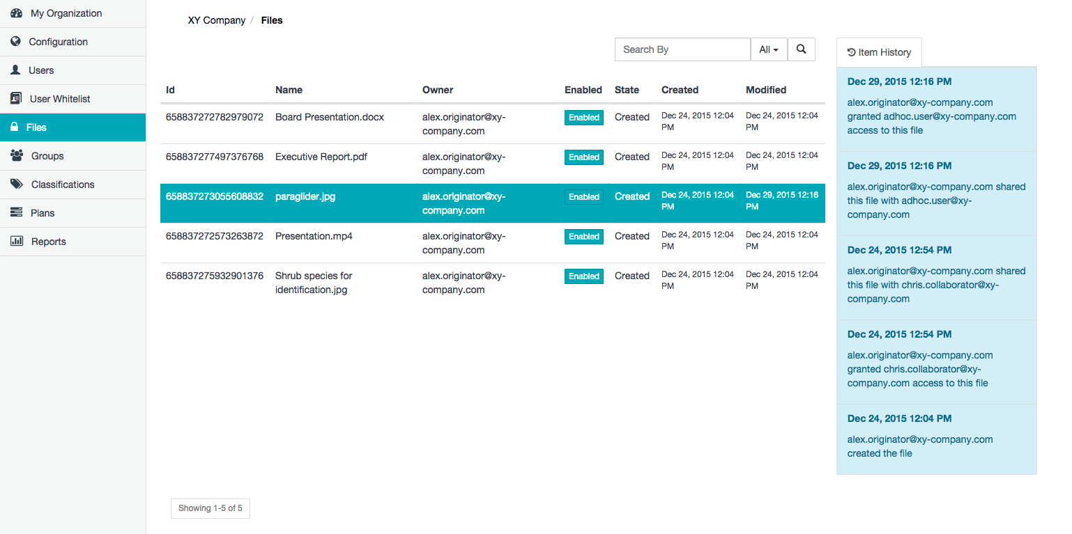 Files page