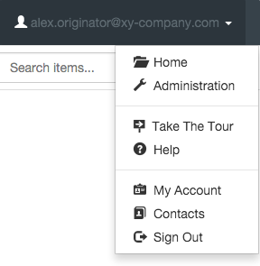 Safe Share application menu