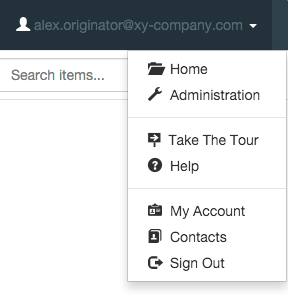 Safe Share application menu