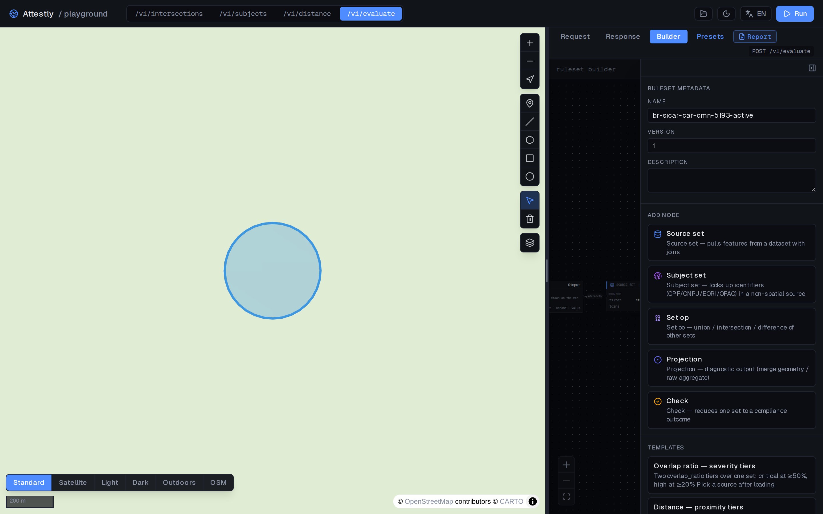 Builder palette with the five node kinds