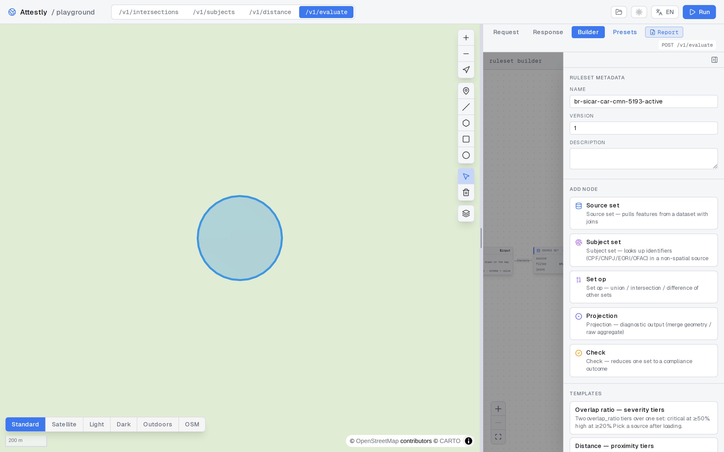 Builder palette with the five node kinds