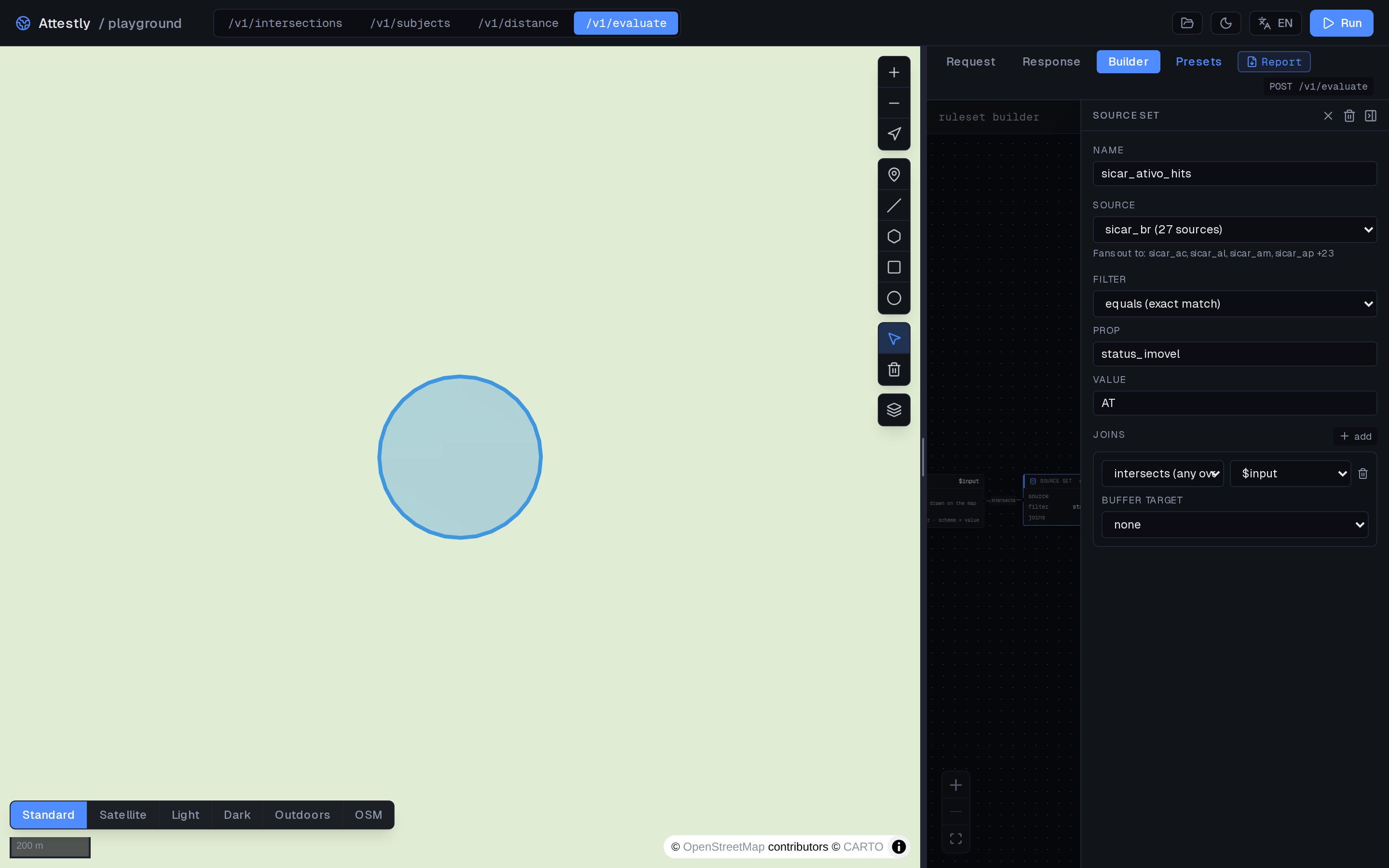 Source set editor: source picker, join op, target, optional filter