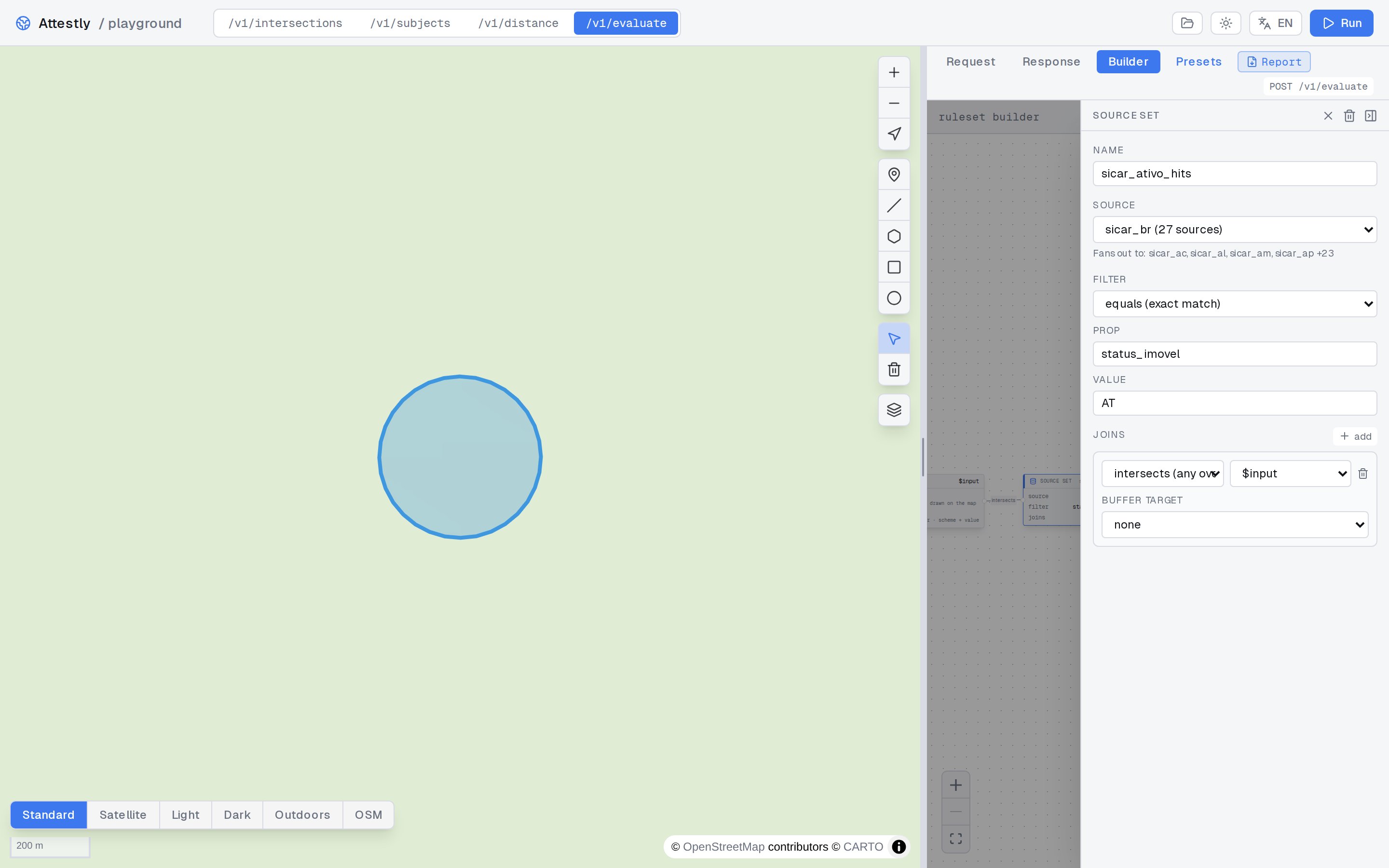 Source set editor: source picker, join op, target, optional filter
