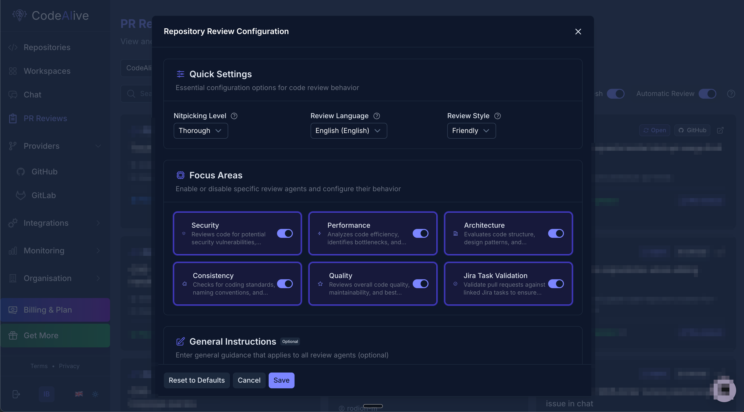 Review Configuration Settings