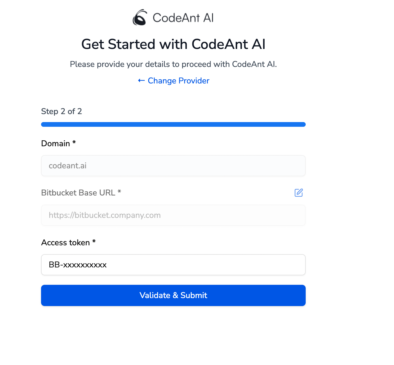 Fill CodeAnt Form