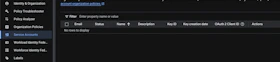 Service accounts page
