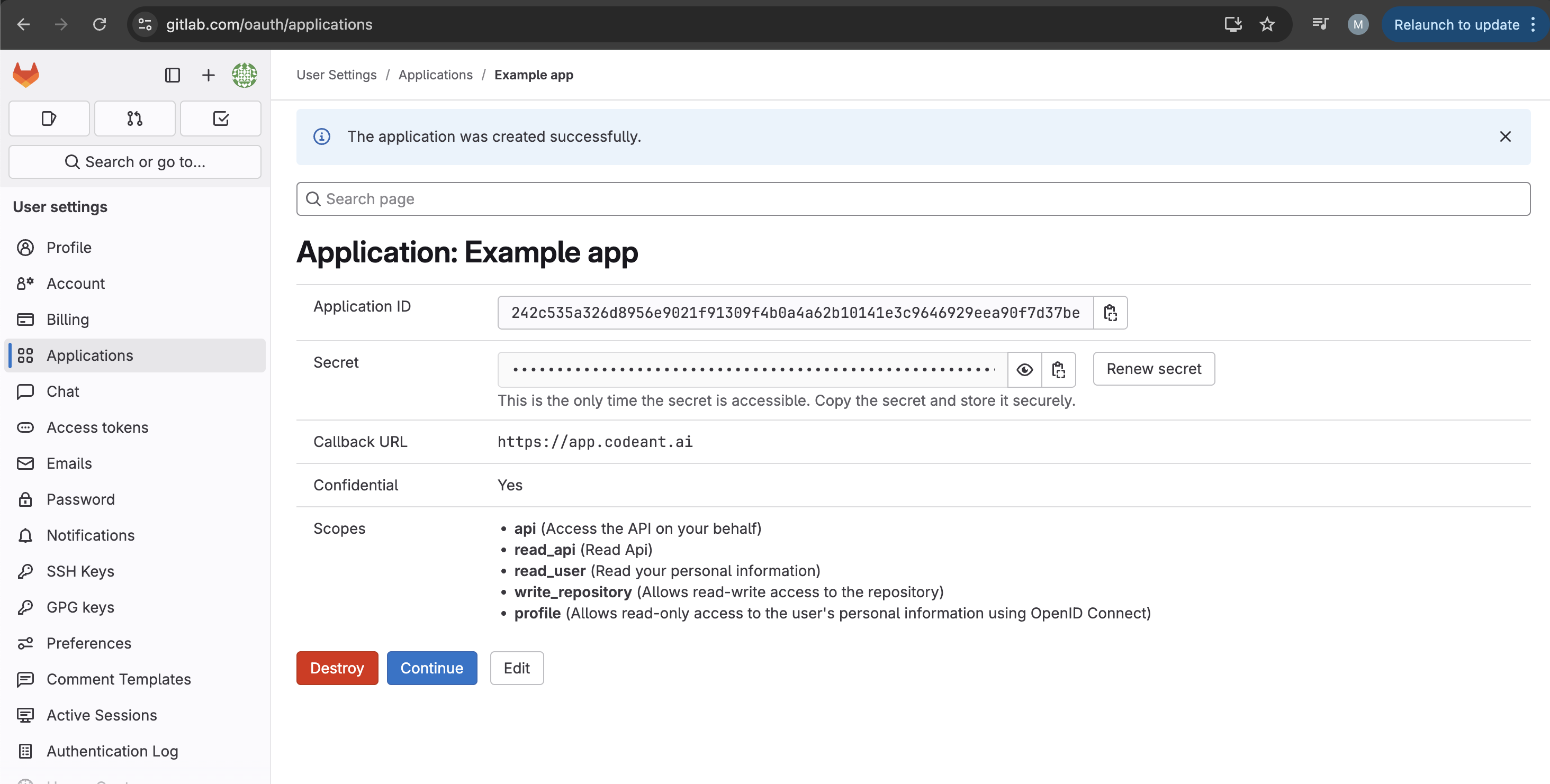 GitLab OAuth Credentials