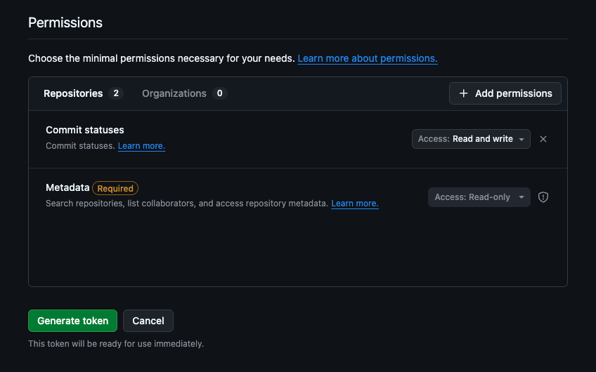 Token permissions