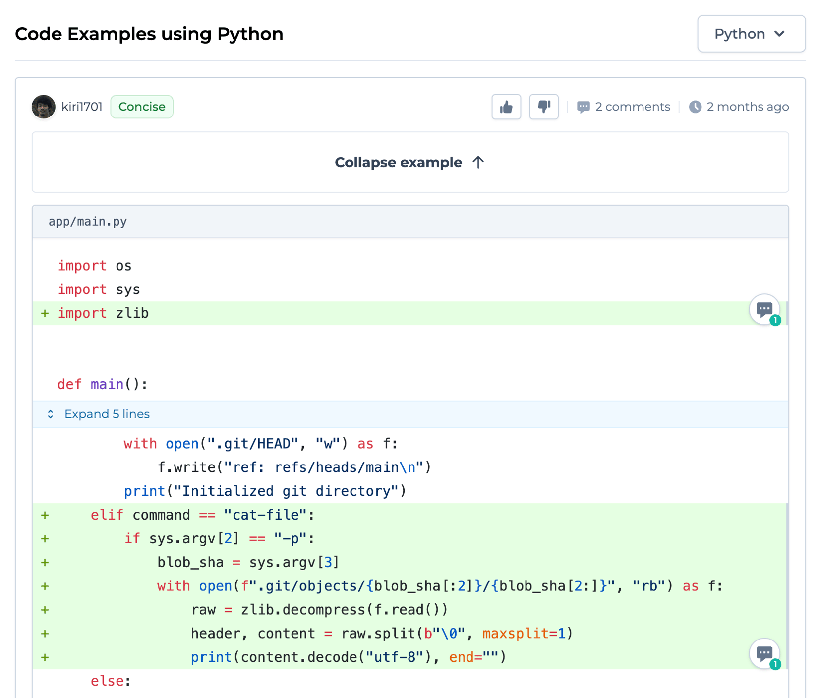 Code examples - CodeCrafters