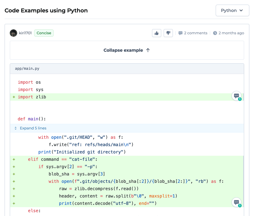 Code examples - CodeCrafters