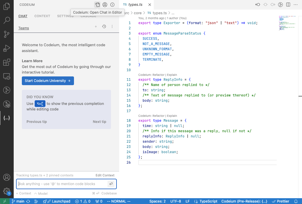 Vs Code Chat Window Chat 概览 - Windsurf Docs