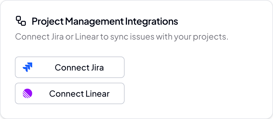 Screenshot of organization settings page with PM integrations section Screenshot of organization settings page with PM integrations section