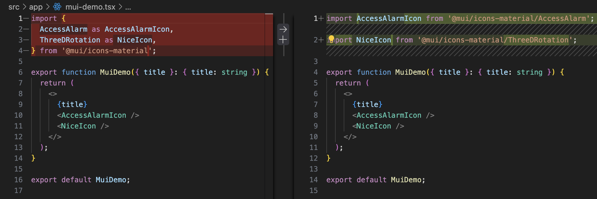 Codemod Diff View