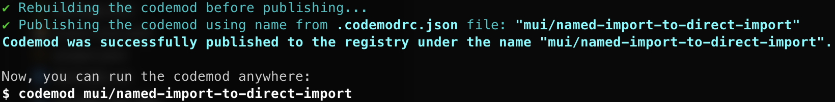 Publishing the codemod to Codemod Registry