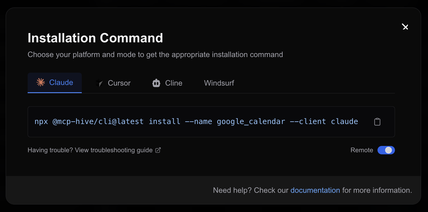 Installation Command Interface