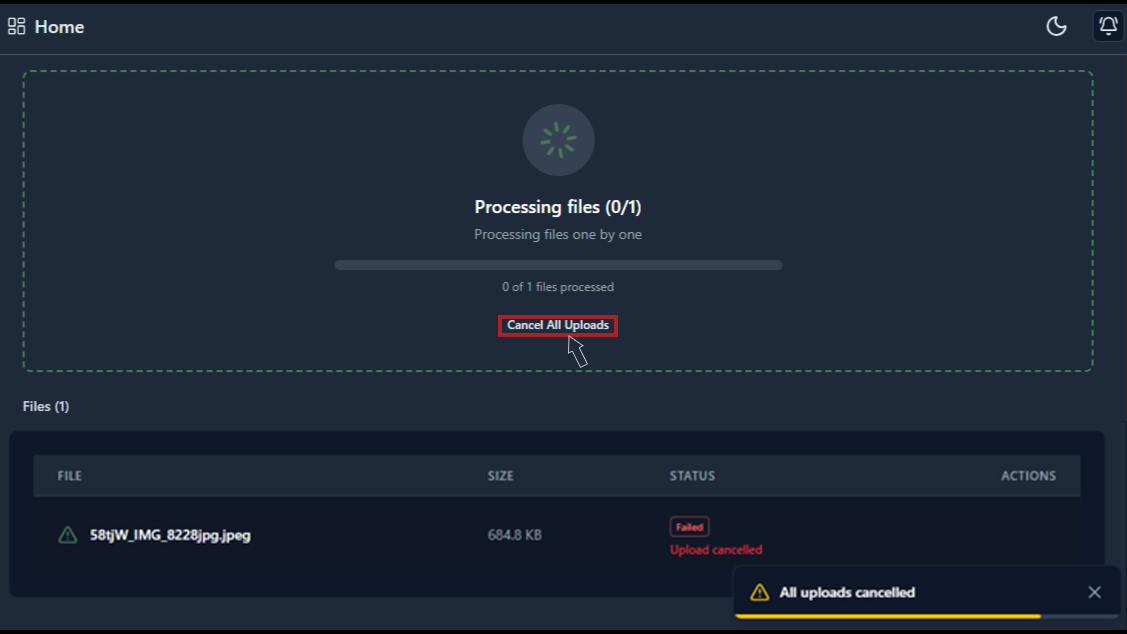cancel file upload