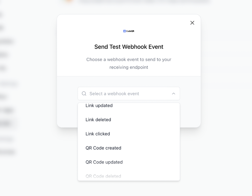 Send Test Event Modal