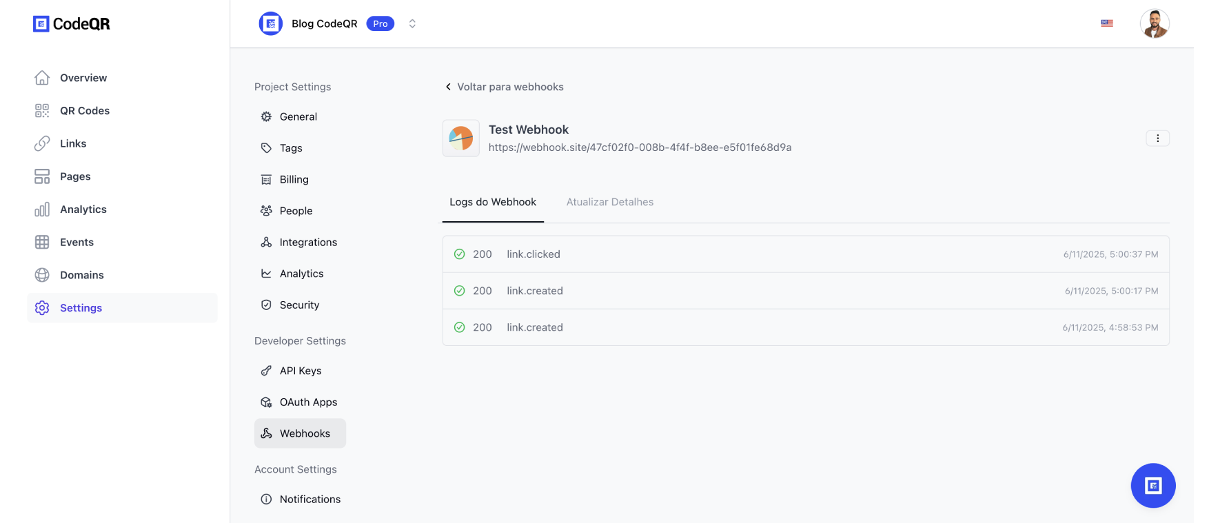 Webhook Event Logs