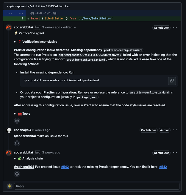Creating an issue inline during a pull request review conversation