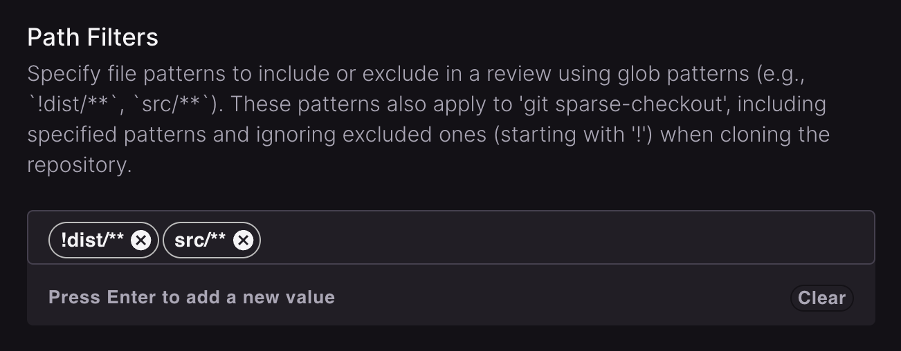 Path filters configuration in the CodeRabbit web UI