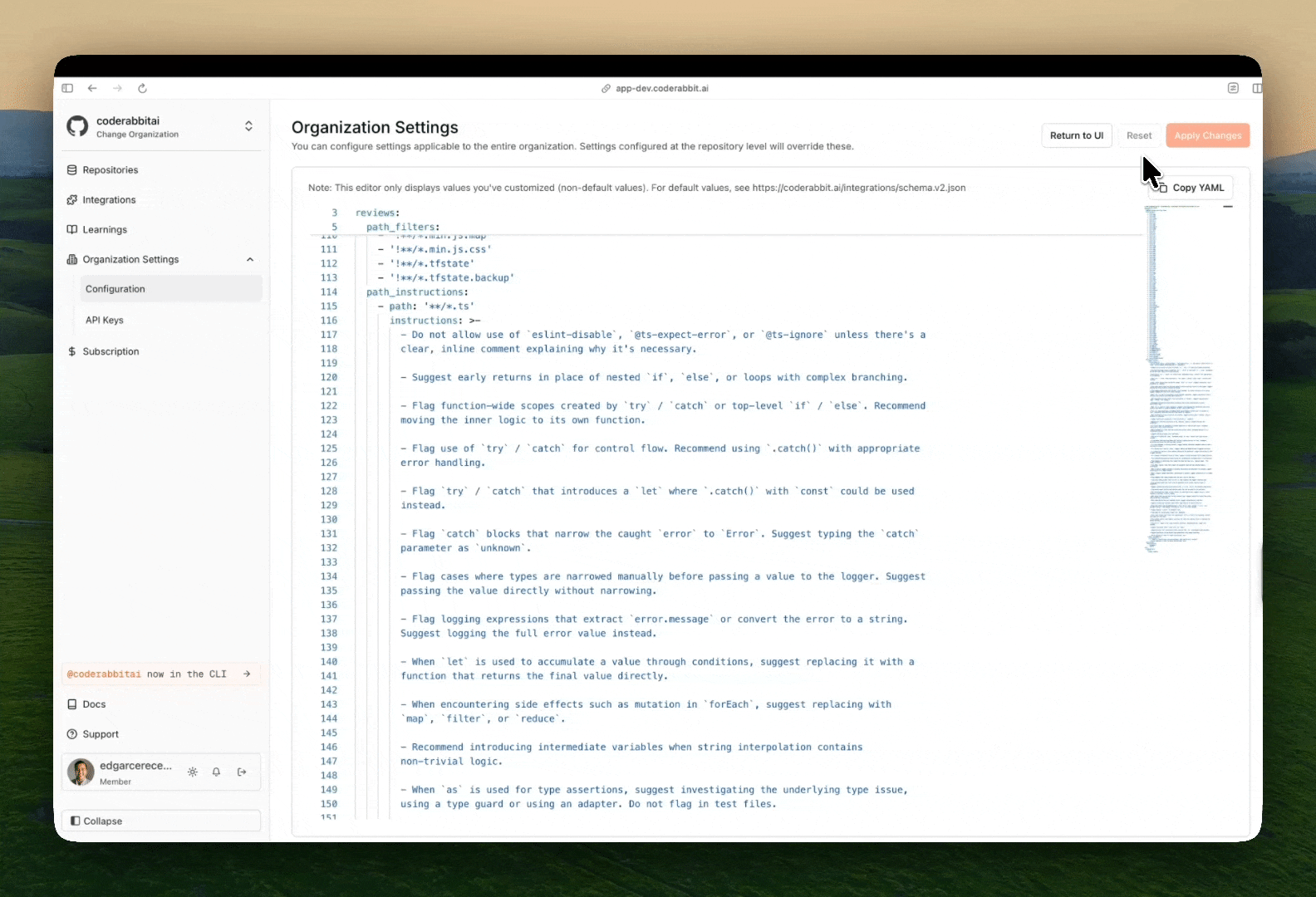 YAML and UI config switching
